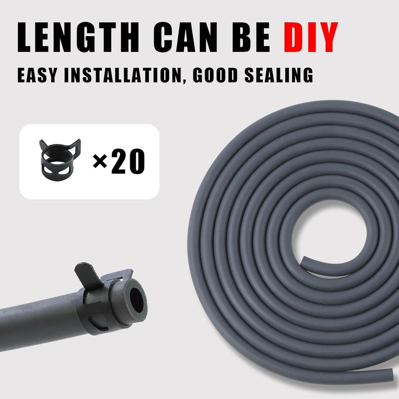 KIKITE 10 Feet 1/4 Inch ID Fuel Line Hose Compatible with Briggs & Stratton Kohler Kawasaki Small Gas Diesel Engines Mowers and Generators Rubber Fuel Hose with 20 Clamps - Image 5